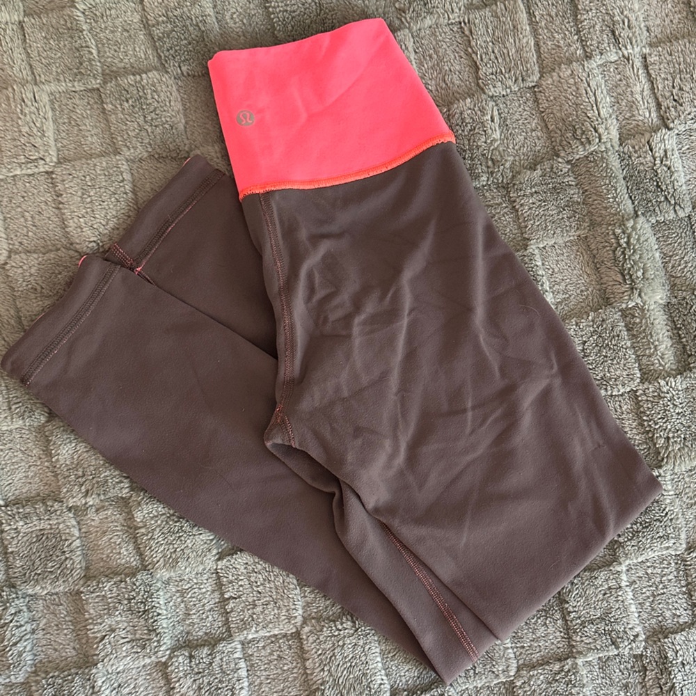 Lululemon Wunder Under Pant Leggings Grapefruit Reversible Pink/Gray